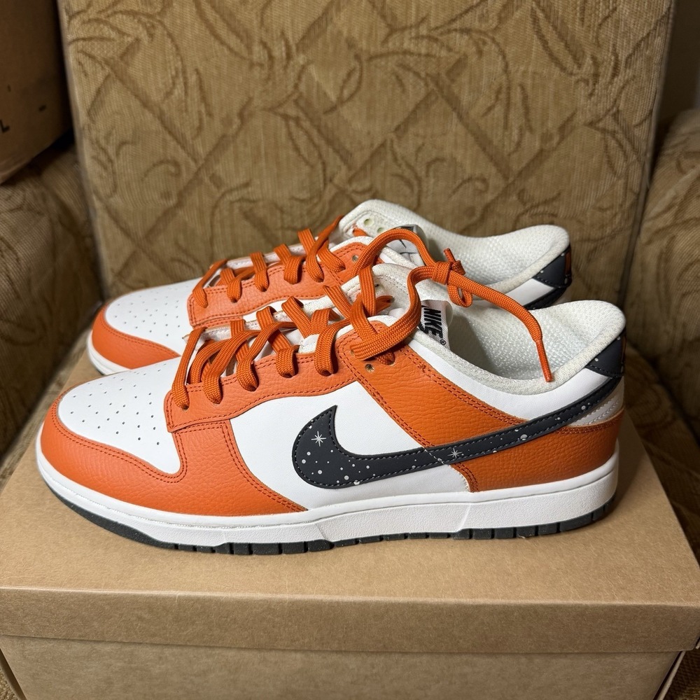 Nike Dunk Low Night Sky Starry Swoosh Campfire Orange FV6909-800 Men's Size 12
